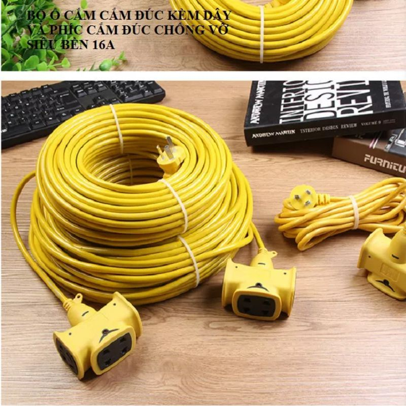 Cuộn Dây Điện Kèm Ổ Cắm, Phích Cắm Đúc Chịu Lực Cao Đa Năng Tiện Lợi Dài 30m