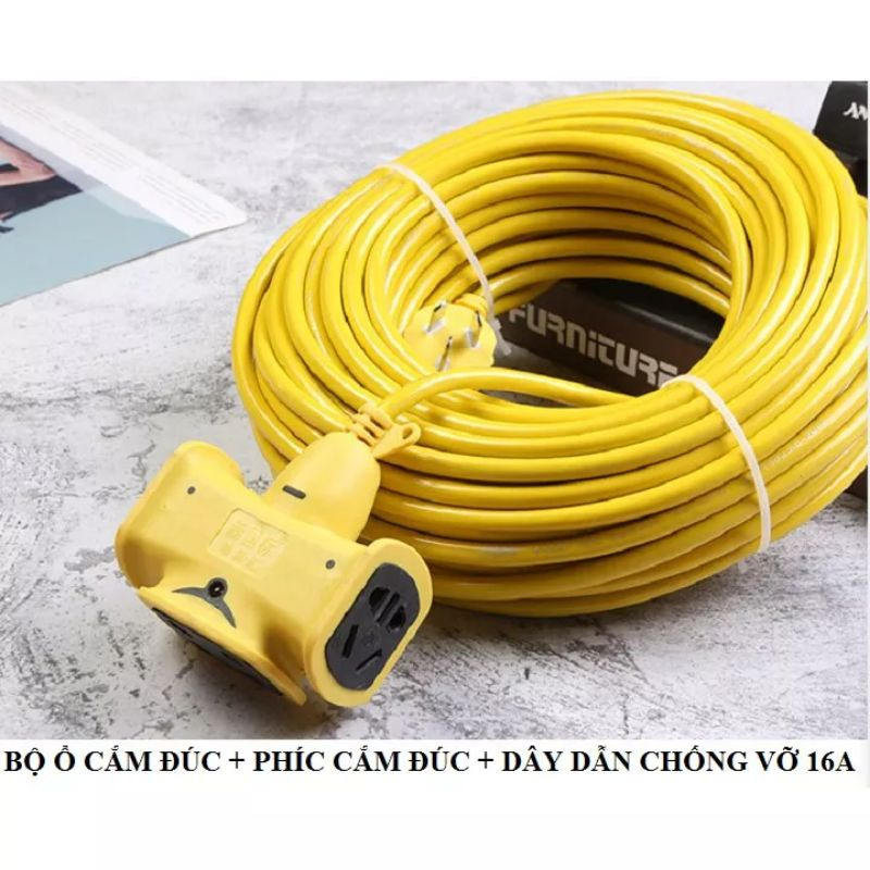 Cuộn Dây Điện Kèm Ổ Cắm, Phích Cắm Đúc Chịu Lực Cao Đa Năng Tiện Lợi Dài 30m