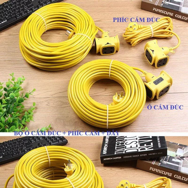 Cuộn Dây Điện Kèm Ổ Cắm, Phích Cắm Đúc Chịu Lực Cao Đa Năng Tiện Lợi Dài 30m