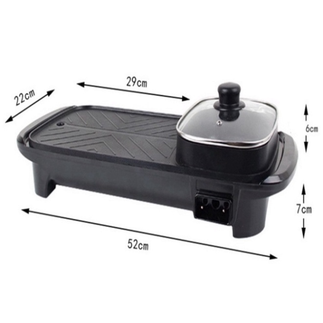 Bếp Lẩu Nướng Đa năng 2 trong 1, Công suất 1300W Bề Mặt Chống Dính Truyền Nhiệt Nhanh, Ăn Nướng Kèm Ăn Lẩu