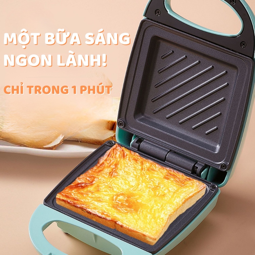 Máy Kẹp Bánh Mì ZHIBAO Nướng Bánh Rán Trứng Làm Bữa Sáng Tiện Lợi, Máy Ép Bánh Mì 600W Nóng Đều 2 Mặt
