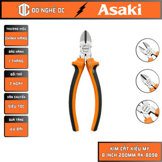 Kìm cắt, kềm cắt kiểu mỹ 8"/200mm ak-8098 asaki japan std thép 55# high độ bền cao để cắt giữ, cắt dây điện