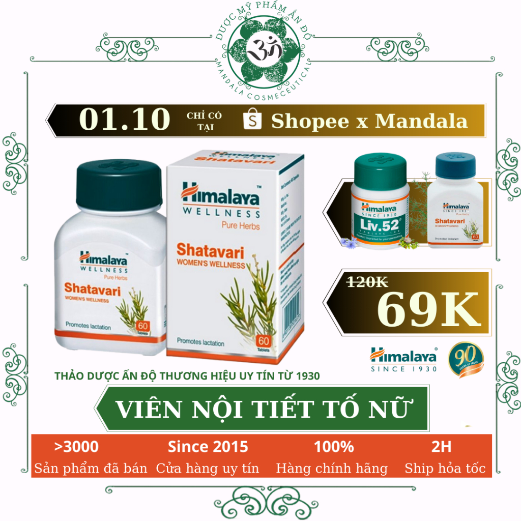 Combo Shatavari Himalaya điều hòa nội tiết giảm mụn, đẹp da - Mandala Shop