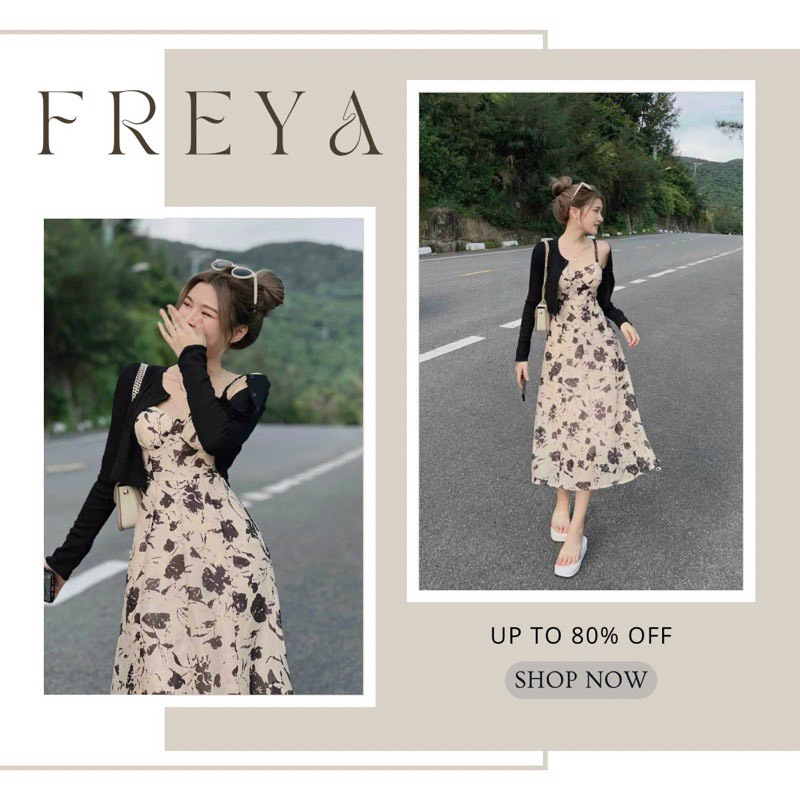 🛍Đầm váy nữ 🛍Đầm hai dây kèm áo khoác,Đầm hoa nhí dáng dài kèm áo khoác tay dài xinh xắn,vải lụa hoa áo khoác thun tăm
