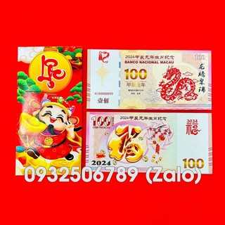 Tờ tiền 100 đô macao hình con rồng lưu niệm lì xì tết 2024