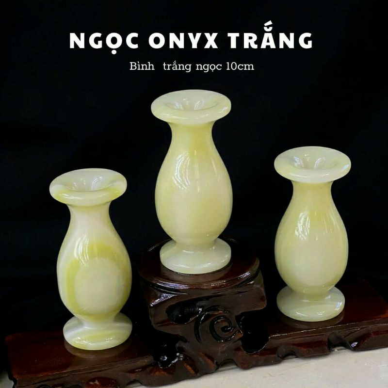 Cặp Lục Bình cao 12 Xanh ngọc Onyx và Trắng Bạch Ngọc