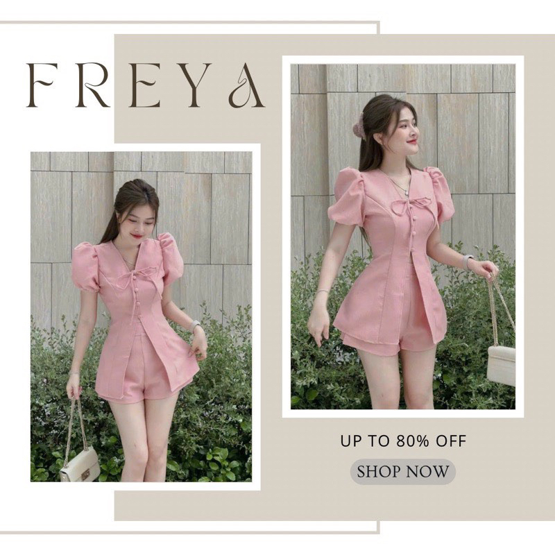 🛍Đầm váy nữ 🛍Set bộ cổ tim cột nơ tay ngắn quần đùi,Set bộ hồng tay phồng vạt áo xẻ tà xinh xắn,đi chơi đi tiệc đều đẹp