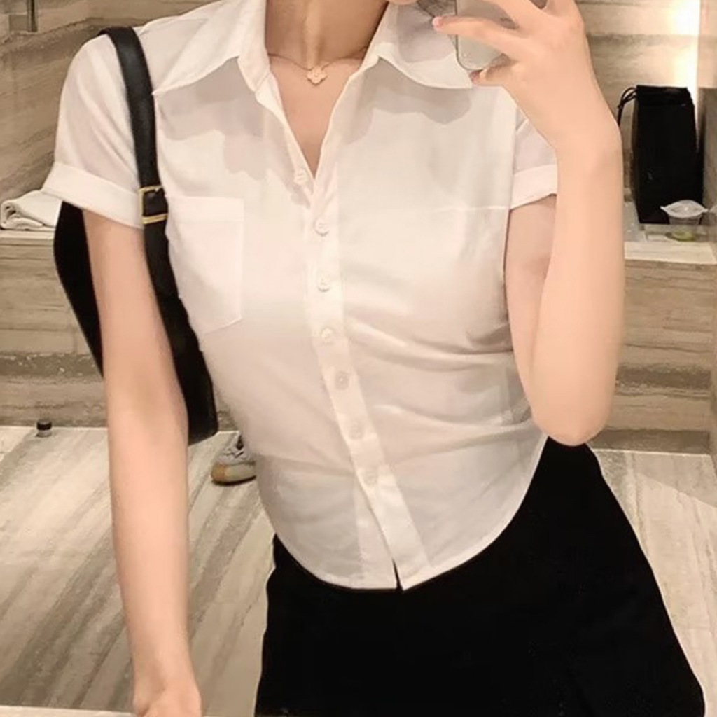 Áo Sơ Mi Croptop Vạt Bầu Zasic Phong Cách Năng Động Trẻ Trung A14