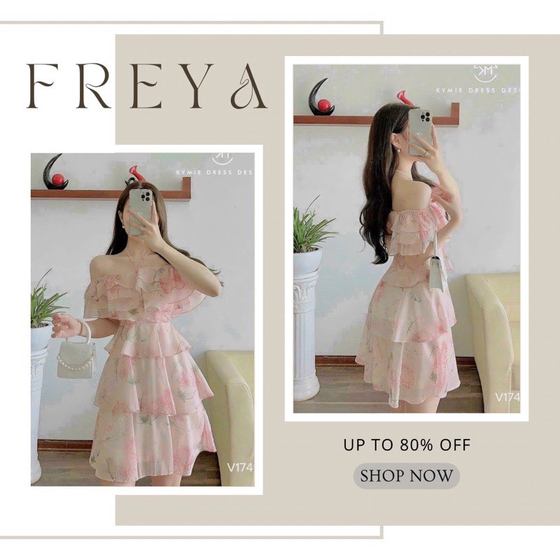 🛍Đầm váy nữ 🛍Đầm hồng trễ vai,Váy hồng xếp 3 tầng cột dây nơ đi chơi đi tiệc đều rất đẹp
