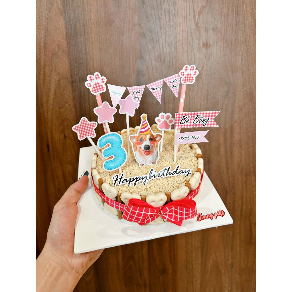 Bộ sticker trang trí bánh sinh nhật cho thú cưng