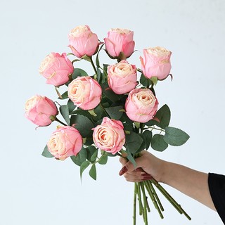 Hoa Giả - Hoa Hồng Nhung Vải Lụa Dài 45cm