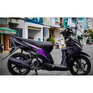 Tem lửa dán xe mio m3 . Tem rời lửa tím đen cao cấp 3 lớp bóng