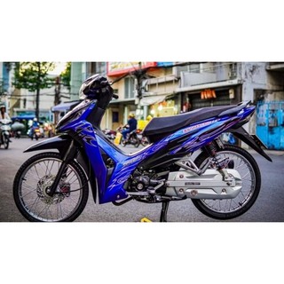 Tem dán xe Wave Rsx 2023 . Tem rời lửa xanh đen cực phẩm