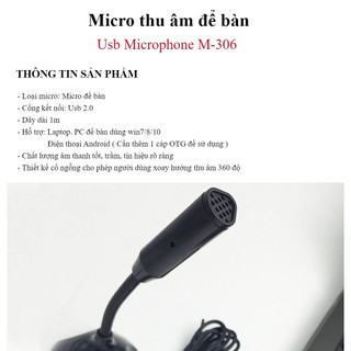 Micro Để Bàn M-306 Cổng USB, Microphone - Micro để bàn cho máy tính