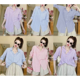 Áo sơ mi cotton cho nữ freesize thanh lịch, sơ mi công sở nữ form rộng vừa