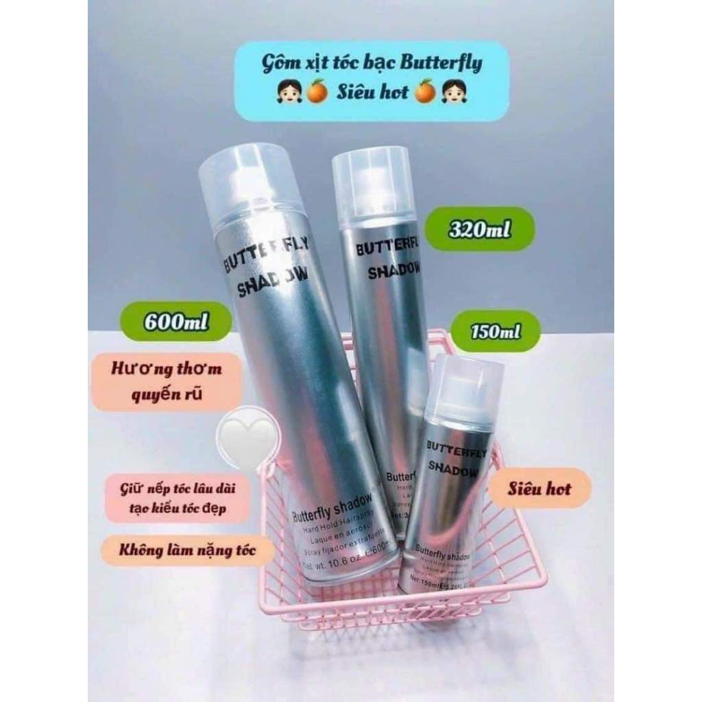 Gôm xịt tóc Butterfly Shadow 150ml 320ml 420ml 600ml Chính hãng