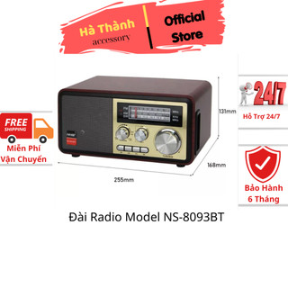 Đài Radio Model NS-8093BT, Bluetooth Chính Hãng NNS, Bắt Sóng FM, AM, /USB/TF, Thẻ Nhớ - Loa Dùng Điện 220V Và Pin