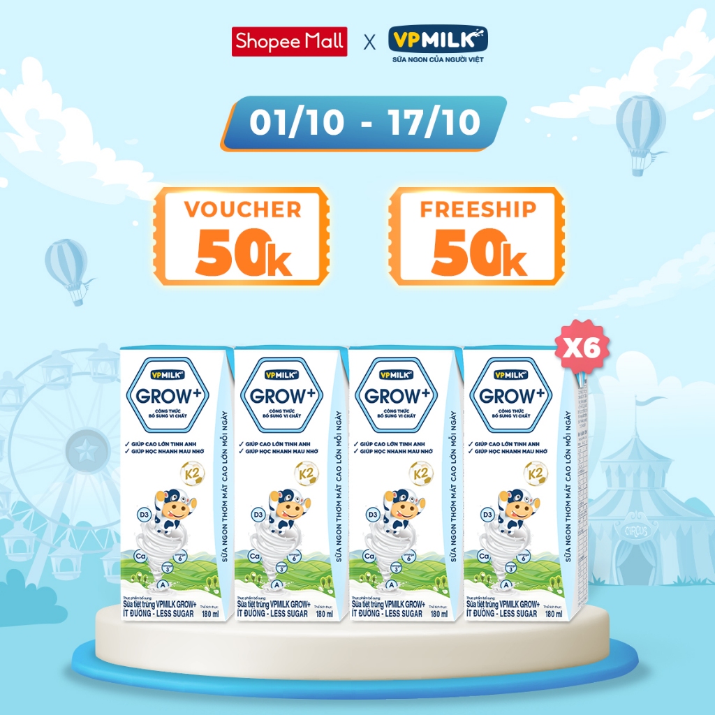 Sữa Tiệt Trùng VPMilk Grow+ Ít Đường