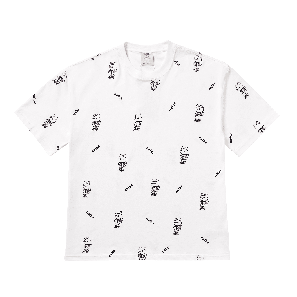 Áo thun Form rộng NOAM Nafox Footprint Unisex 100% Cotton - Màu đen/trắng