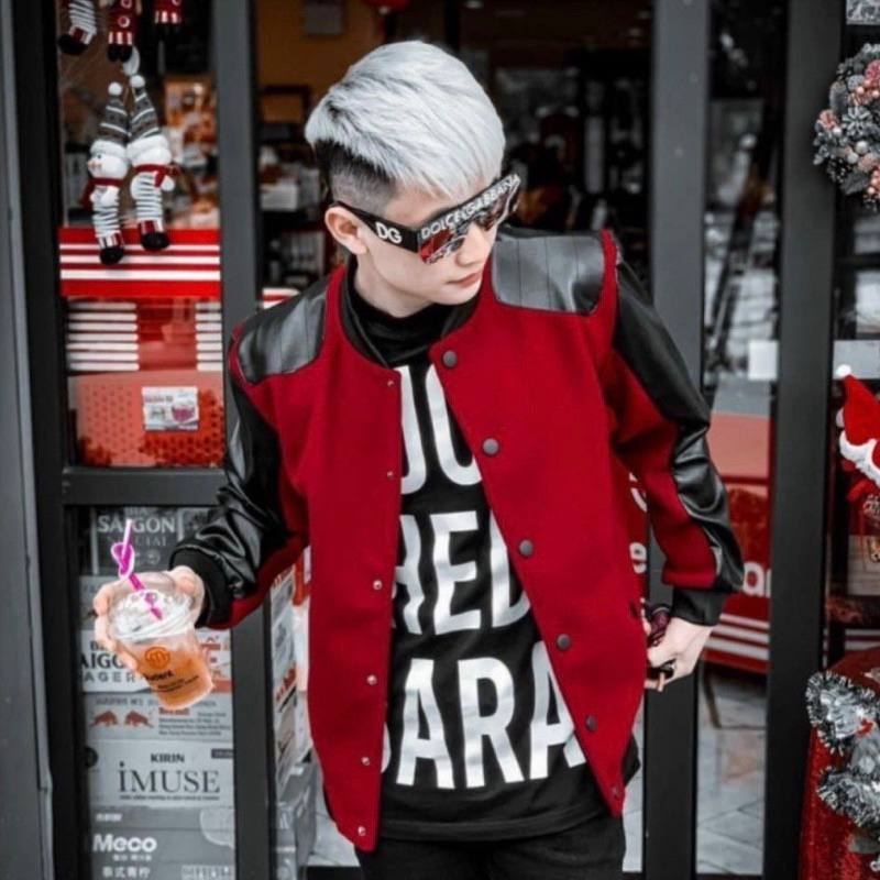 Áo khoác bomber nam nữ có họa tiết nỉ pha da ba màu khoá cúc bấm thời trang phong cách giới trẻ có size từ s đến xl