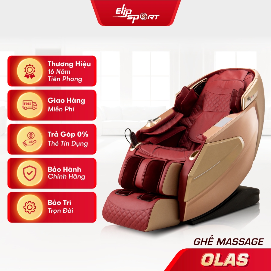 Ghế Massage Toàn Thân ELIP Olas - Công nghệ matxa 4D Plus, Trục SL Plus siêu dài, Mát xa cổ vai gáy chuyên sâu