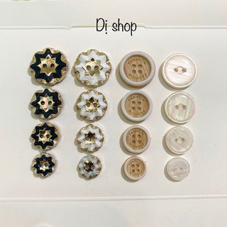 Set 5 nút áo cúc áo khuy cúc 4 lỗ giả gỗ cực sang