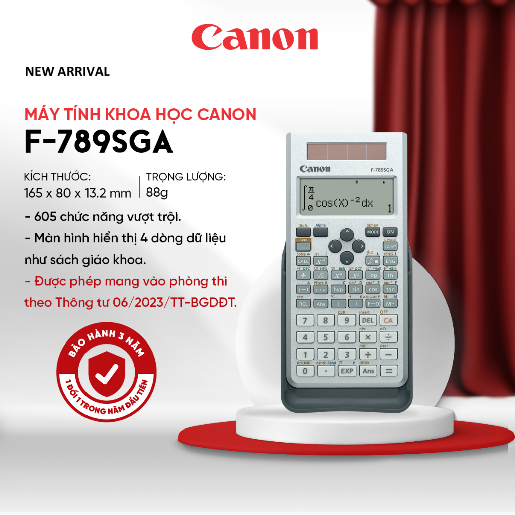 Máy Tính Học Sinh Cầm Tay Canon Calculator F-789SGA | Pin Mặt Trời | Được Mang Vào Phòng Thi | Tính Năng Vượt Trội