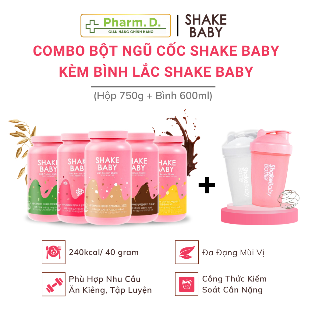 [CHÍNH HÃNG] Bột Ngũ Cốc Ăn Kiêng Diet Formular Protein Shake Baby 750g Hỗ Trợ Giảm Cân Hàn Quốc (Kèm Bình Lắc 600ml)