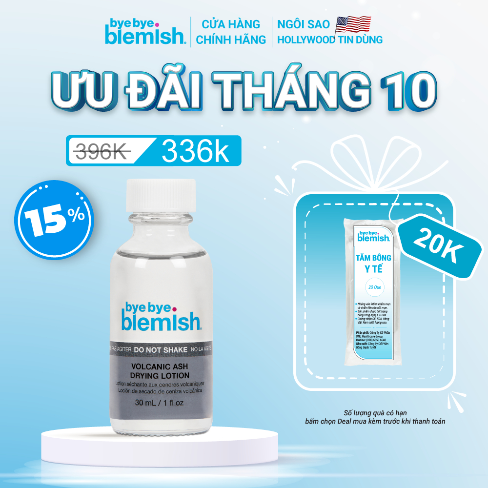 Chấm Mụn Tro Núi Lửa Giảm Mụn Nhanh Sau 1 Đêm Dành Cho Mụn Trắng, Sưng Đỏ Bye Bye Blemish Volcanic Ash Drying Lot