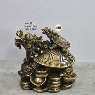 Tượng Long Quy cõng con - Rùa đầu rồng cõng con bằng đồng phong thủy