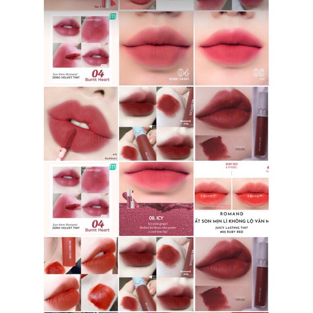 Son Tint Bóng Romand nhiều màu - Đọc kỹ mô tả