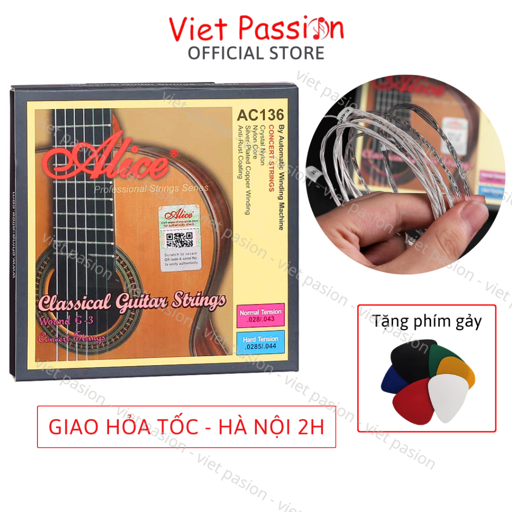 Dây đàn guitar classic Alice AC139 dây nilon cho đàn guitar cổ điển Chính Hãng Viet Passion