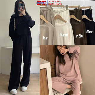 Bộ thu đông Nữ ❤️ NỈ TĂM ❤️ mặc nhà cao cấp, dày dặn, mềm mại, thoải mái form rộng rãi phong cách hàn quốc - DTB