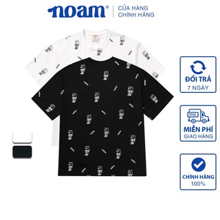 Áo thun Form rộng NOAM Nafox Footprint Unisex 100% Cotton - Màu đen/trắng