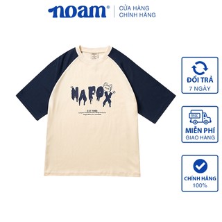 Áo thun Form rộng NOAM Nafox 1993 Unisex 100% Cotton - Màu kem phối xanh navy