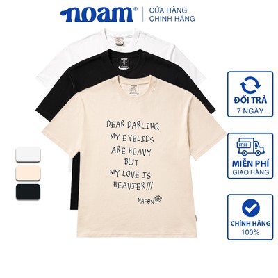 Áo thun Form rộng NOAM Dear Darling Unisex 100% Cotton - Màu đen/trắng/kem
