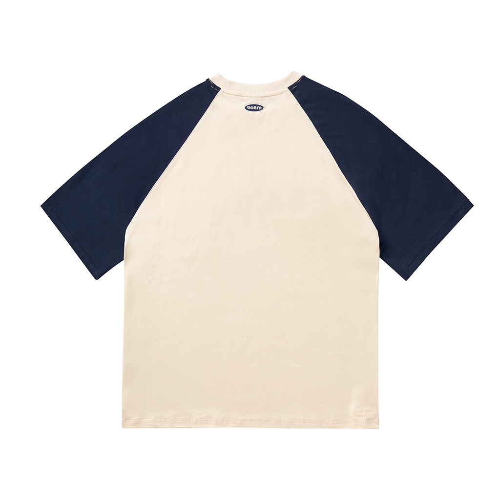 Áo thun Form rộng NOAM Nafox 1993 Unisex 100% Cotton - Màu kem phối xanh navy