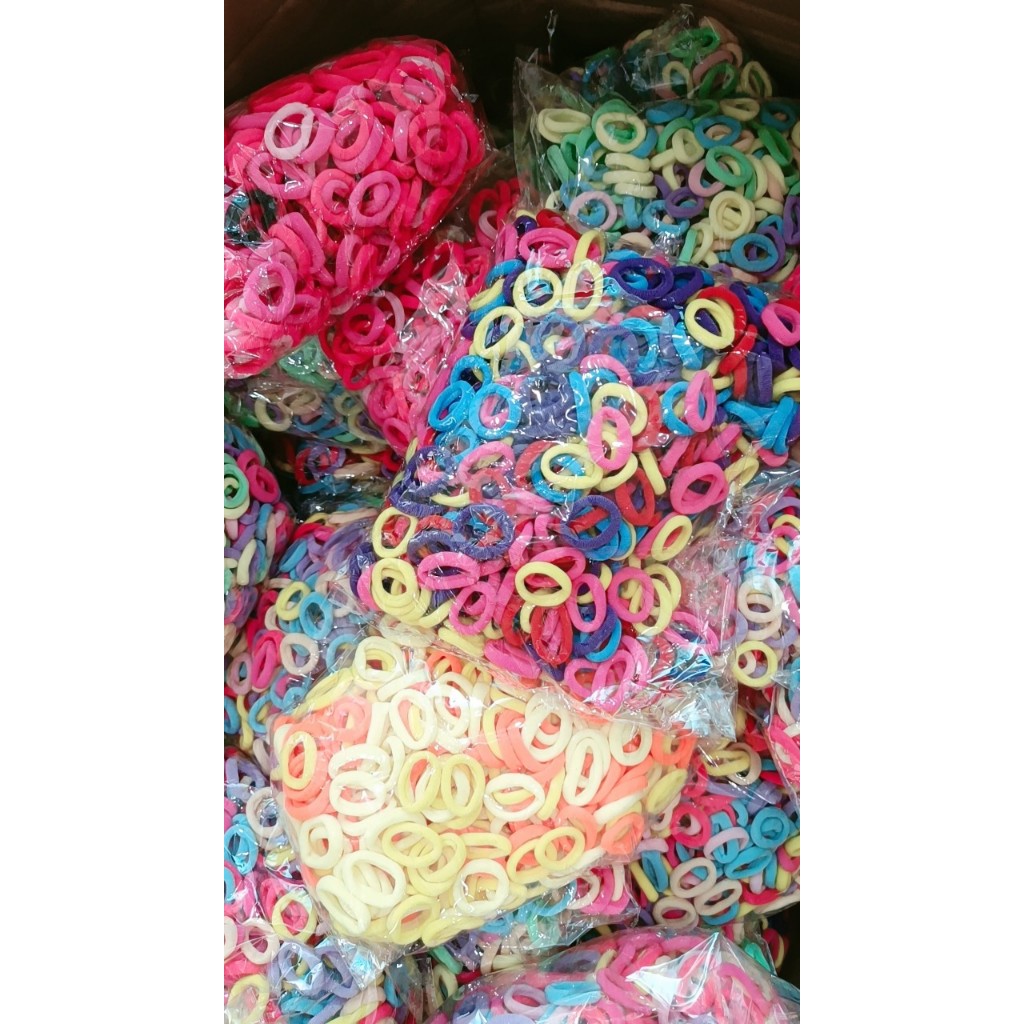 Set 500 Chun dây buộc tóc co giãn mix đủ màu cho bé dễ thương