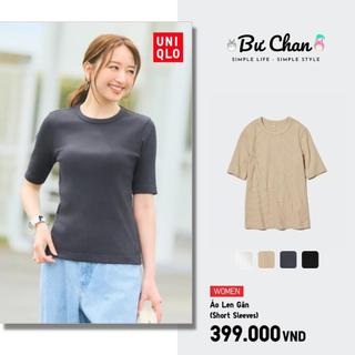 Áo len gân uniqlo🇯🇵nhật cổ tròn ngắn tay - 455761