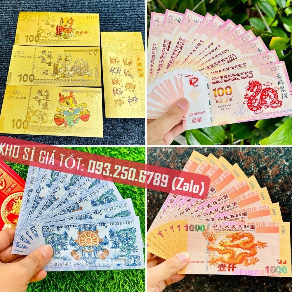 Tiền Hình Con Rồng Lì Xì Tết 2024 Giáp Thìn cực đẹp, độc,kỷ niệm lì xì nhiều lựa chọn, Siêu Rẻ