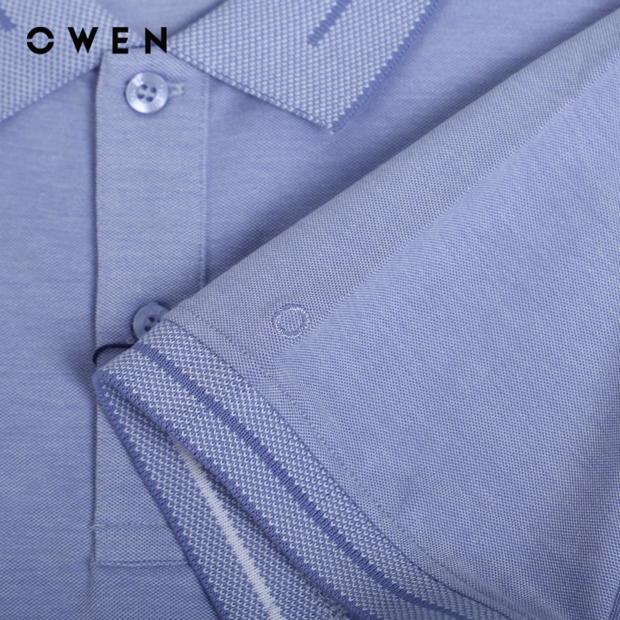 OWEN - Áo polo ngắn tay Nam dáng Body Fit màu Tím chất liệu CVC Spandex - APV233196