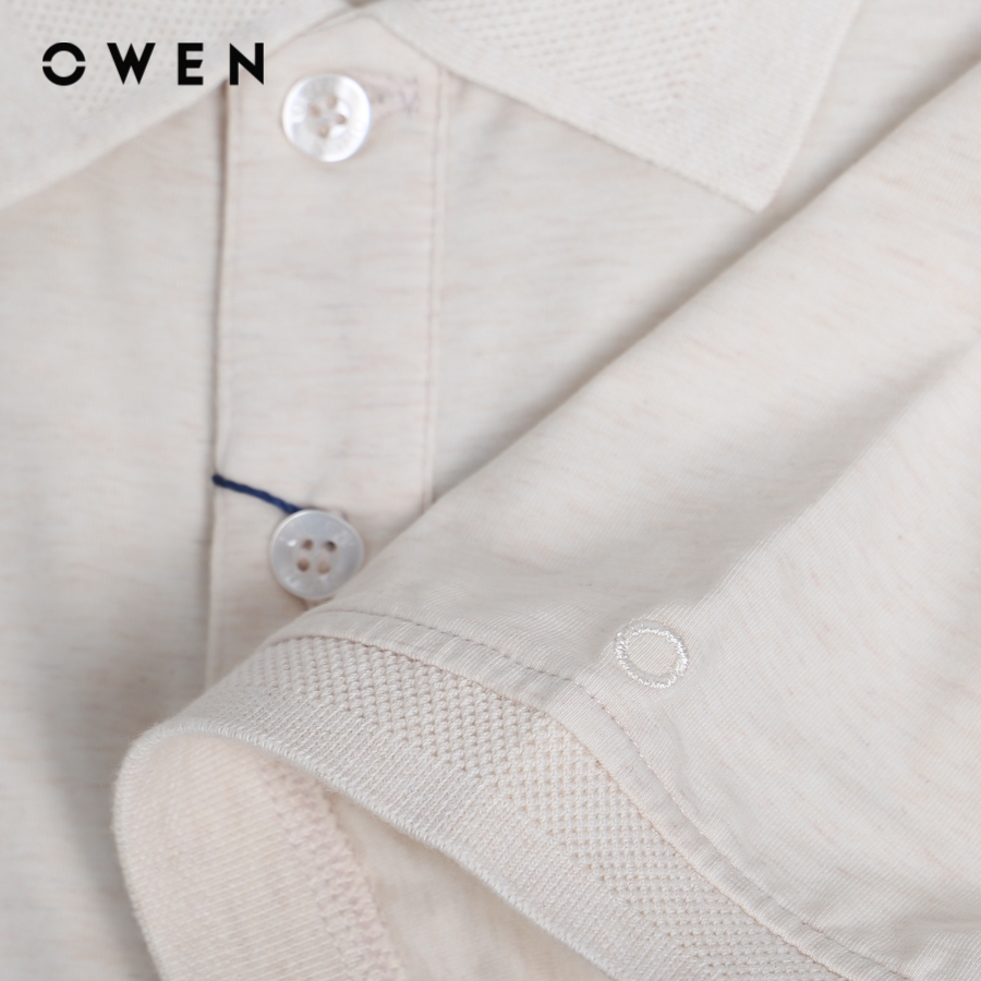 OWEN - Áo polo ngắn tay Nam dáng Body Fit màu Be chất liệu CVC Spandex - APV233211