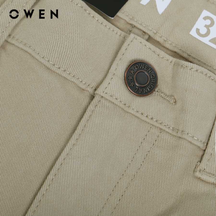OWEN - Quần jeans Nam dáng Slim Fit màu Be chất liệu Cotton spandex - QJS230165