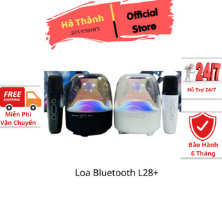 Loa bluetooth l28+ không dây kèm micro hát karaoke, loa bluetooth trong suốt có đèn led