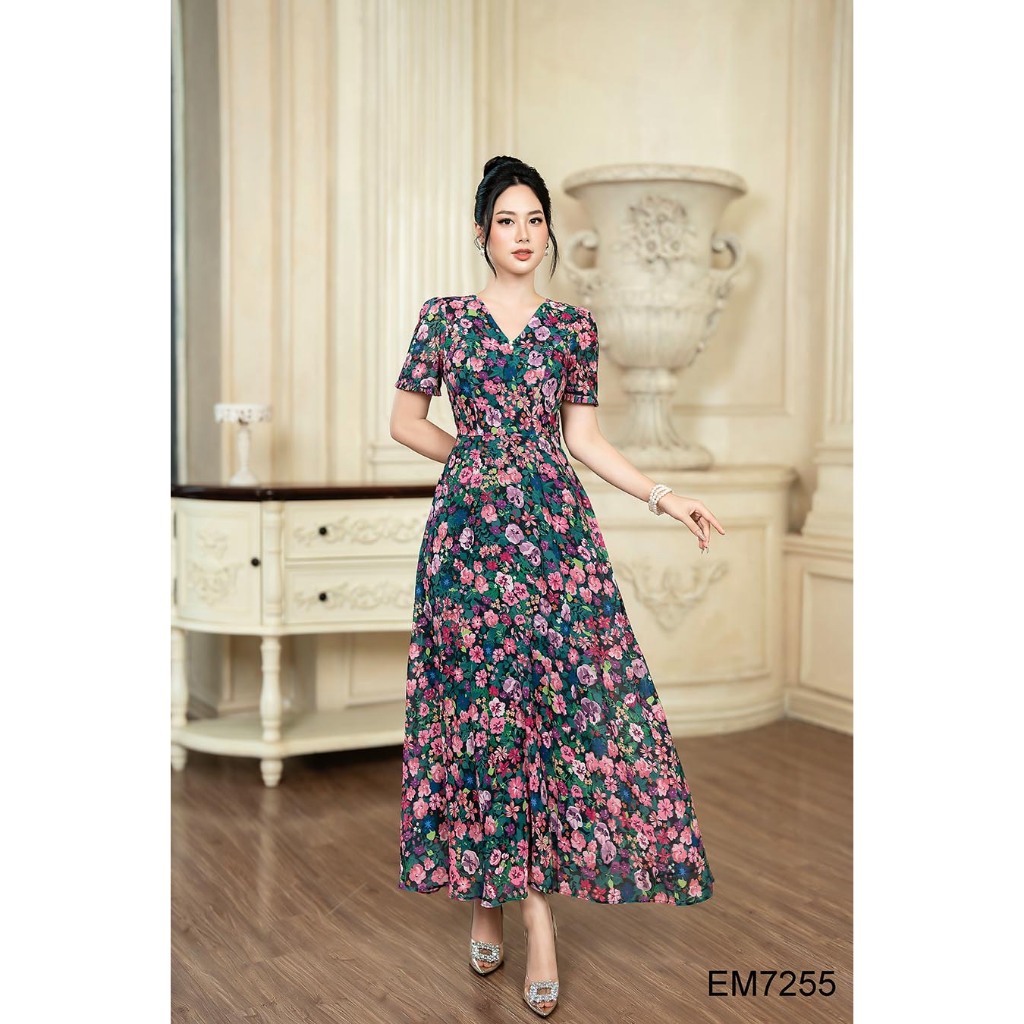 Đầm EMY EM7255 Xoè Maxi Hoa