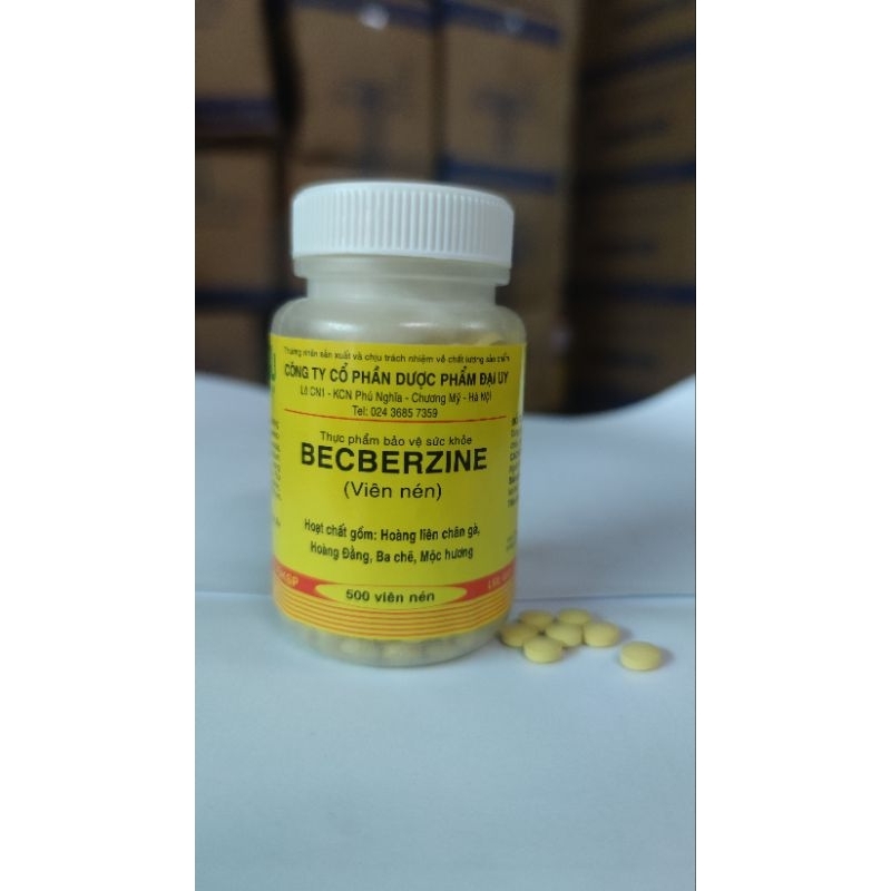 BECBERZINE viên hương liên lọ 500 viên - Hỗ trợ giảm triệu chứng rối loạn tiêu hóa, đầy bụng tiêu chảy.