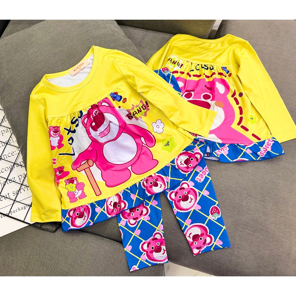 Bộ tay dài quần dài babydoll thun Borip xuất 4c loại 1 Quần áo cho bé 22-45kg Pikakid's