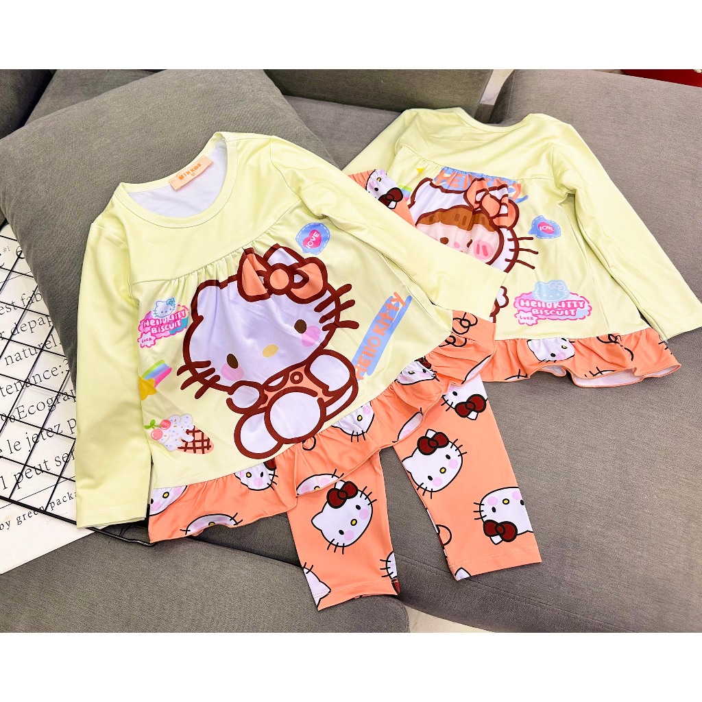 Bộ tay dài quần dài babydoll thun Borip xuất 4c loại 1 Quần áo cho bé 22-45kg Pikakid's