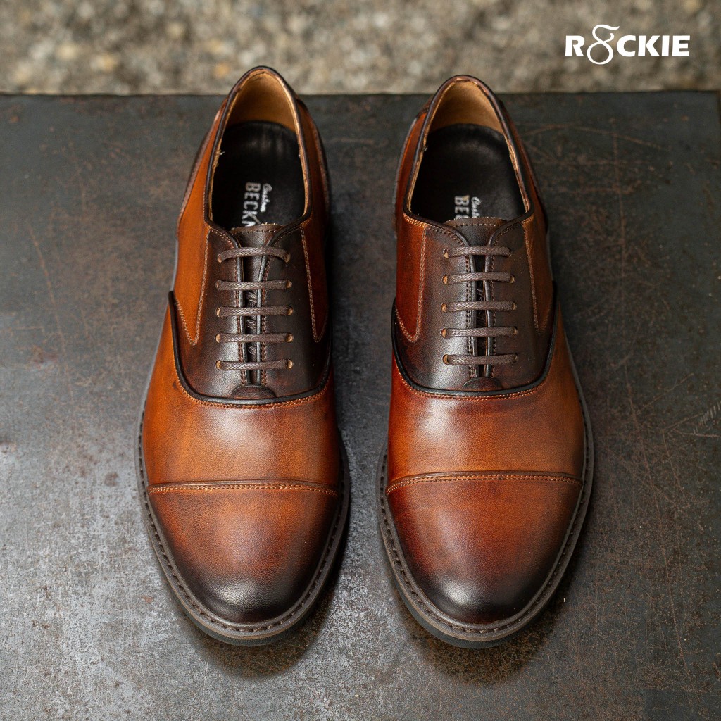 Giày tây công sở nam da thật BM Oxford Captoe - Da mộc Ý cao cấp nhuộm Patina thủ công - Nâu Patina -BMHA05NP - R8ckie