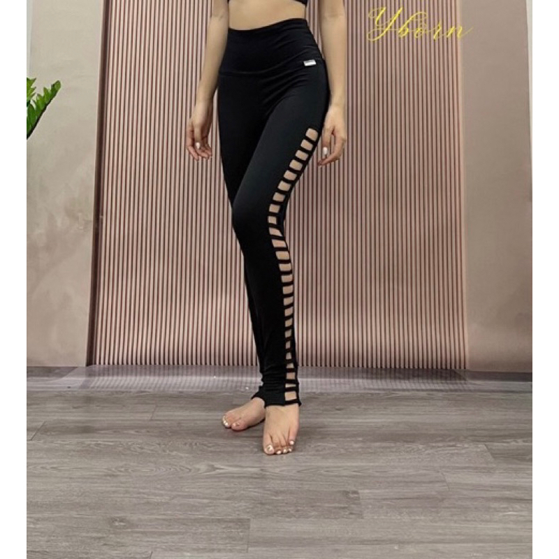 Legging đan xẻ gót chính hãng Yborn/ fom tôn dáng co giãn 4 chiều cạp cao gen bụng